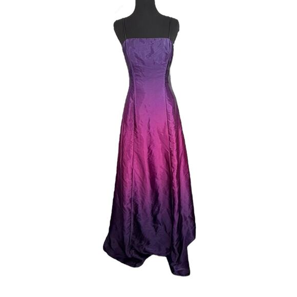 Morgan And Co Vintage Maxi Dark Purple Prom Ombré Tie Back Dress Sz 9/10 READ - Picture 6 of 14